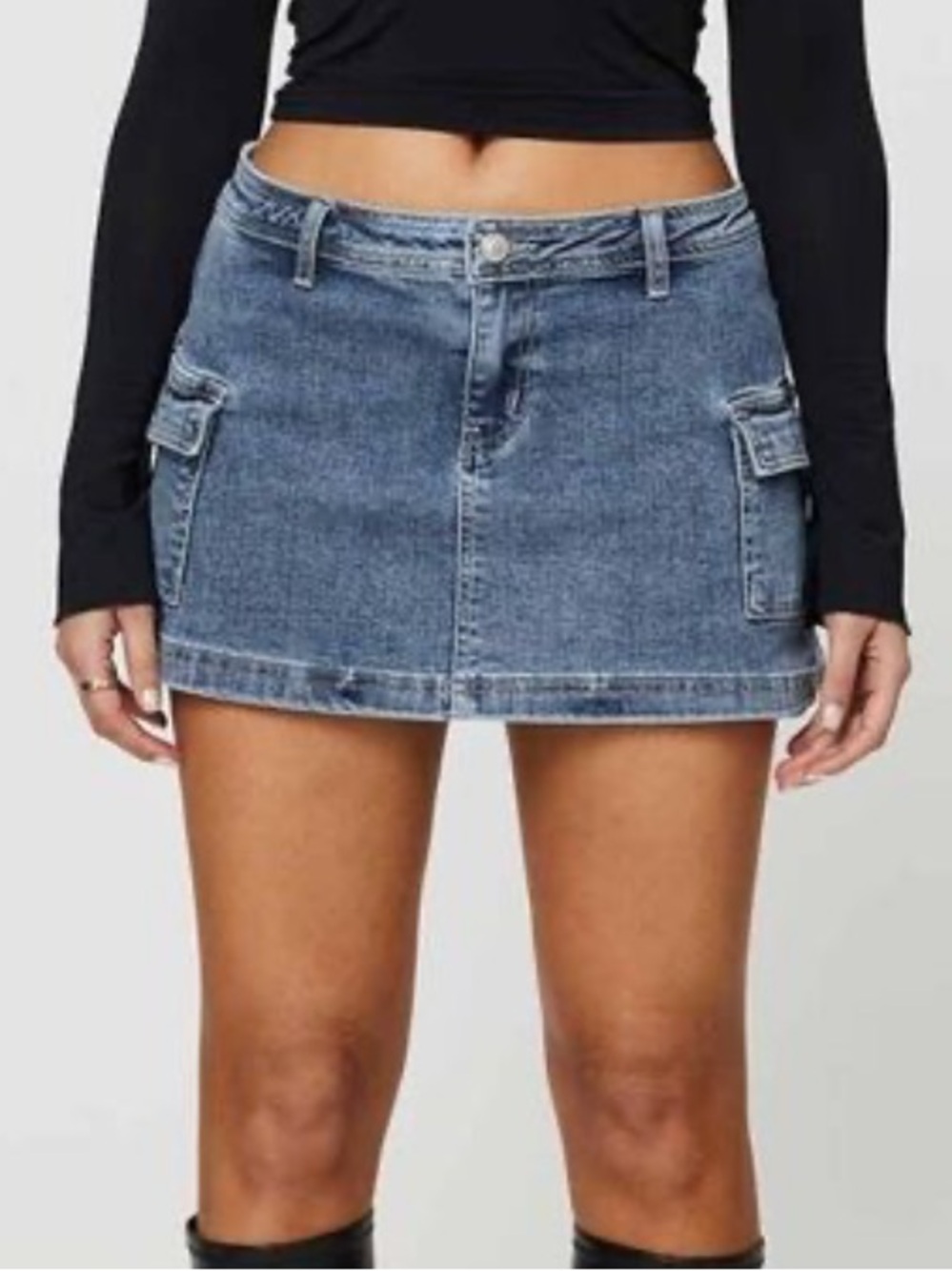 Princess Polly- size 2- Blue Denim Mini Skirt with Cargo Pockets